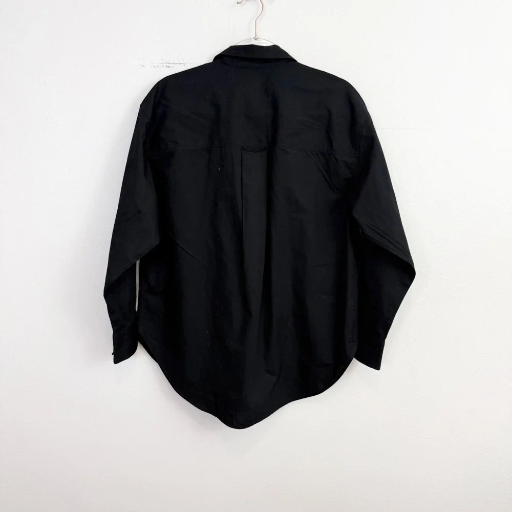 J.Crew Étienne Oversized Black Cotton Button Front Shirt XS